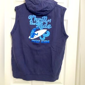 Vintage, Marks & Spencer, boys hooded sleeveless zip up, blue, Surf King, large